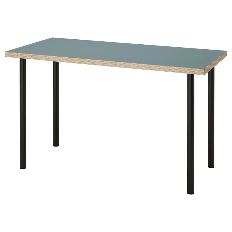 IKEA LAGKAPTEN ЛАГКАПТЕН / ADILS АДІЛС, письмовий стіл, сіро-бірюзовий / чорний, 120x60 см 395.233.38 фото №1