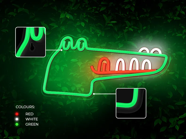 BRW Дитячий неоновий настінний світильник Crocodile LED зелений 093803 фото №4