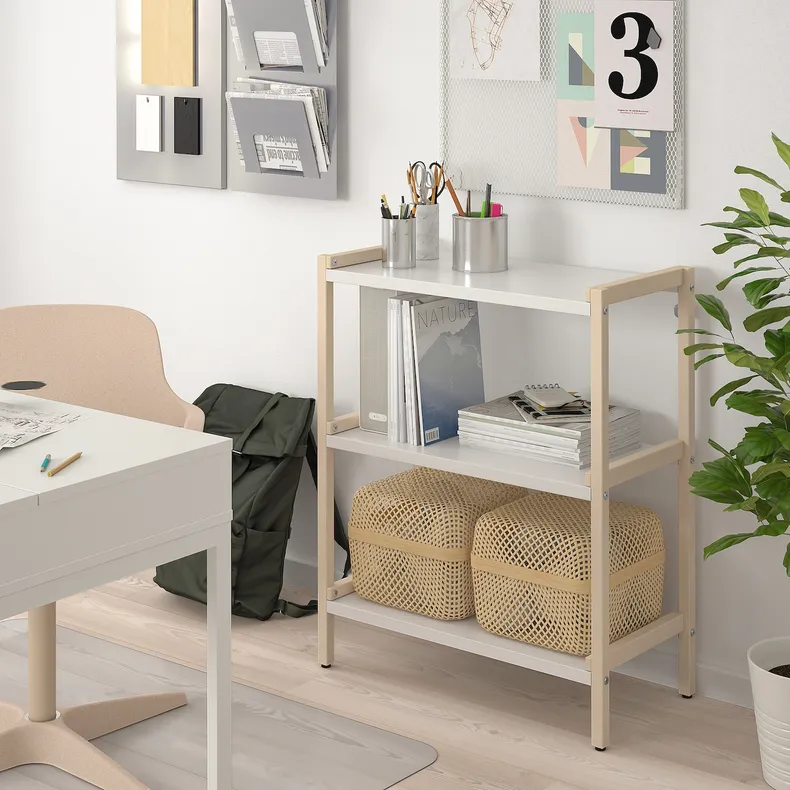 IKEA EKENABBEN ЕКЕНАББЕН, відкритий стелаж, осика / білий, 70x34x86 см 104.878.16 фото №3