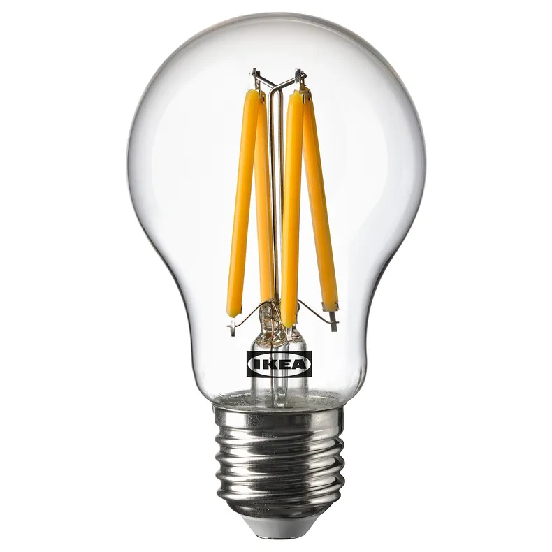 IKEA SOLHETTA СОЛХЕТТА, светодиодная лампочка E27 470 лм, прозрачный шар 004.986.60 фото №1
