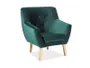 Кресло мягкое бархатное SIGNAL NORDIC 1 Velvet, Bluvel 78 - зеленый / бук фото