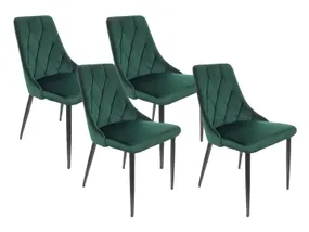BRW Комплект стульев бархатных 4 шт BRW ALVAR Velvet, зеленый DUBLIN_DARK_GREEN_19 фото