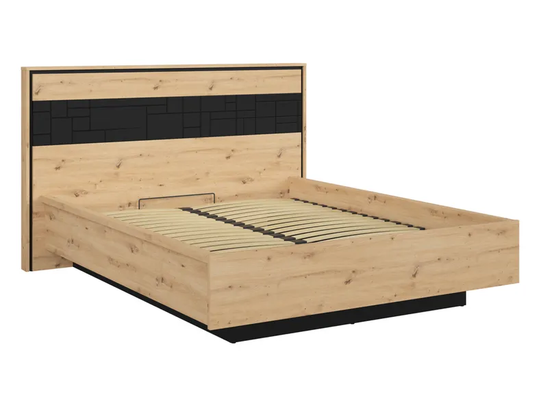 BRW Комплект: ліжко з підйомним механізмом 160х200 см, BRW PONT + матрац Merida, дуб артизан/чорний дуб LOZ/160+MERIDA-DASN/CAM фото №3