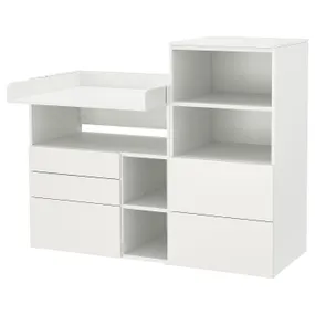 IKEA SMÅSTAD СМОСТАД / PLATSA ПЛАТСА, пеленальний стіл, білий з книжковою шафою, 150x79x123 см 994.839.09 фото