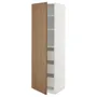 IKEA METOD МЕТОД / MAXIMERA МАКСИМЕРА, высокий шкаф с ящиками, белый / Имитация коричневого ореха, 60x60x200 см 395.191.81 фото