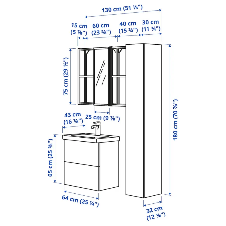 IKEA ENHET ЕНХЕТ, ванна, білий / блідо-сіро-зелений, 64x43x65 см 195.475.33 фото №3