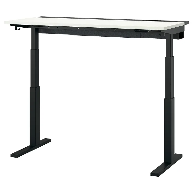 IKEA MITTZON МІТТЗОН, стіл регульований, електричний білий / чорний, 140x60 см 795.281.45 фото №1