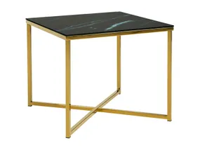 Стол BRW Ditra, 50х50 см, черный/золотой BLACK фото