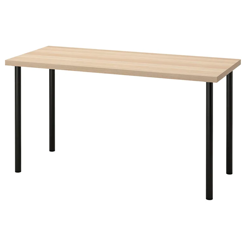 IKEA LAGKAPTEN ЛАГКАПТЕН / ADILS АДИЛЬС, письменный стол, дуб, окрашенный в белый / черный цвет, 140x60 см 594.172.52 фото №1