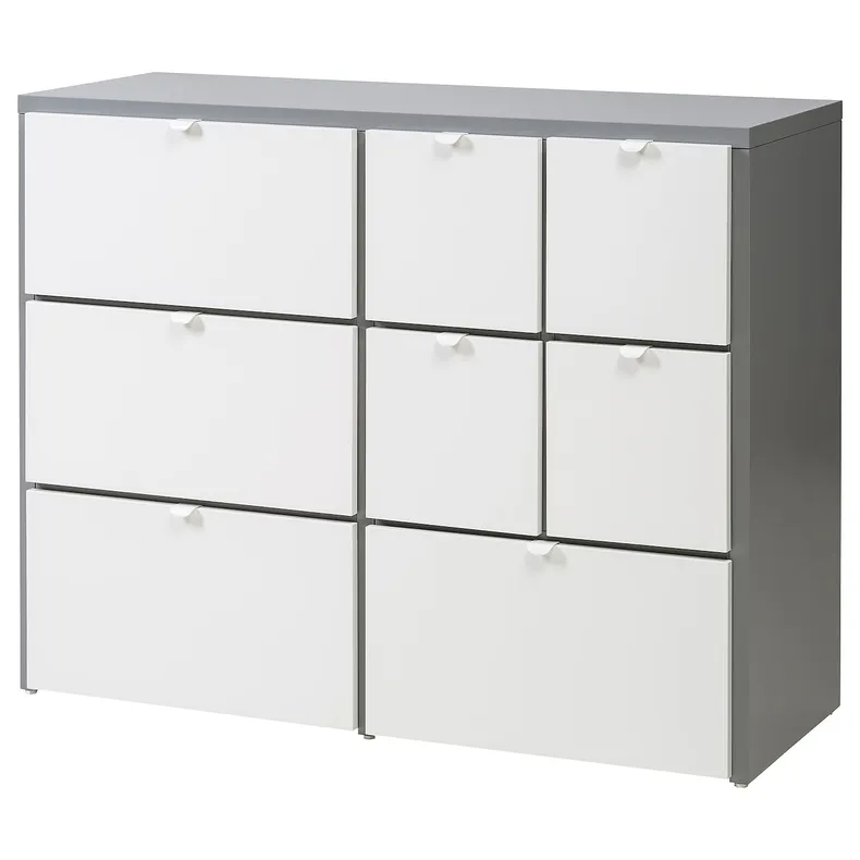 IKEA VISTHUS ВІСТХУС, комод із 8 шухлядами, Сірий/білий, 122x96 см 104.934.45 фото №1
