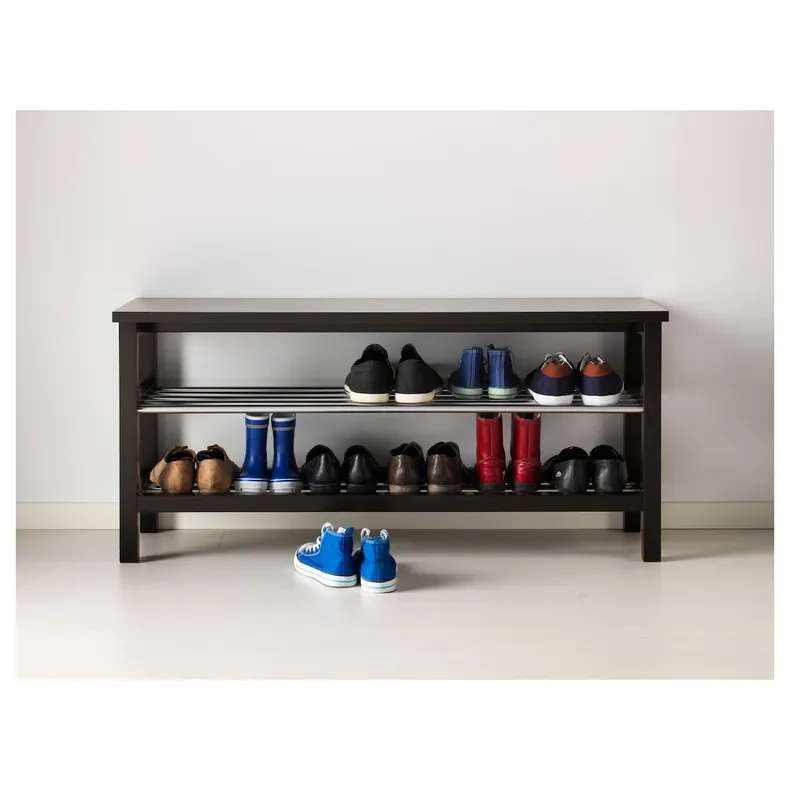 IKEA TJUSIG ЧУСИГ, скамья с полкой для обуви, черный, 108x34x50 см 501.527.03 фото №3