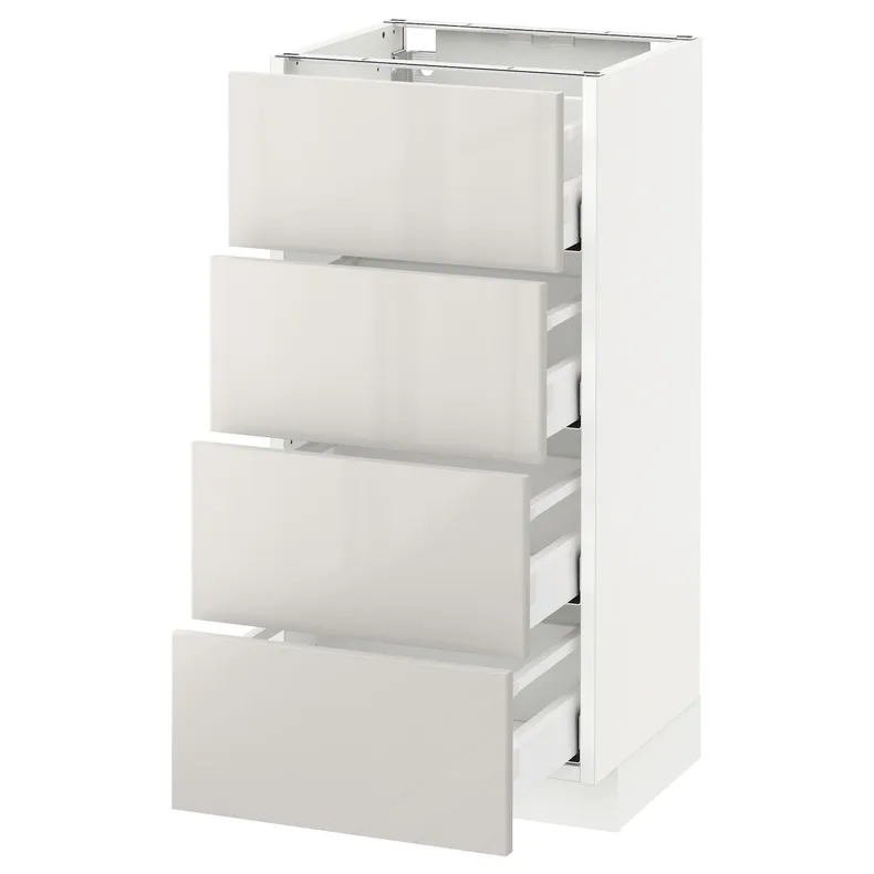 IKEA METOD МЕТОД / MAXIMERA МАКСИМЕРА, напольн шкаф 4 фронт панели / 4 ящика, белый / светло-серый, 40x37 см 891.424.16 фото №1