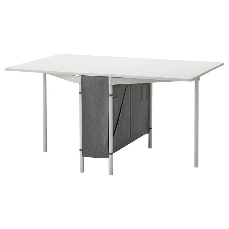IKEA KALLHÄLL КАЛЛЬХЕЛЛЬ, складний стіл з місцем д/зберігання, білий/світло-сірий, 33/89/145x98 см 005.112.23 фото №1