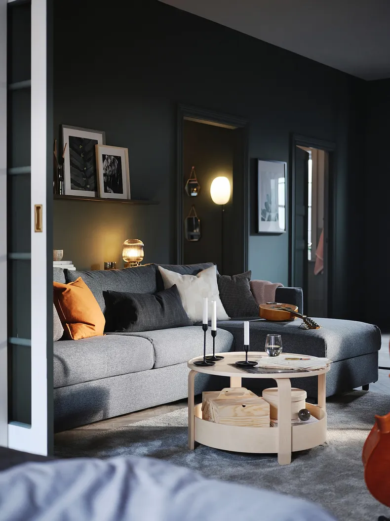 IKEA VIMLE ВИМЛЕ, 3-местный диван-кровать с козеткой, Окрашенный в средне-серый цвет 795.452.82 фото №4
