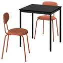 IKEA SANDSBERG САНДСБЕРГ / ÖSTANÖ ЭСТАНЁ, стол и 2 стула, черный черный / Реммарн красно-коричневый, 67 см 495.694.77 фото thumb №1