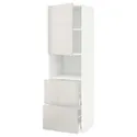 IKEA METOD МЕТОД / MAXIMERA МАКСИМЕРА, высокий шкаф д / СВЧ / дверца / 2ящика, белый / светло-серый, 60x60x200 см 794.647.18 фото thumb №1