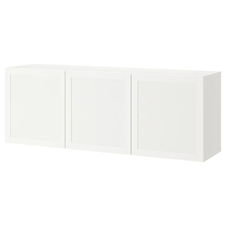 IKEA BESTÅ БЕСТО, настінна комбінація шаф, білий / ХАНВІКЕН білий, 180x42x64 см 494.259.12 фото №1