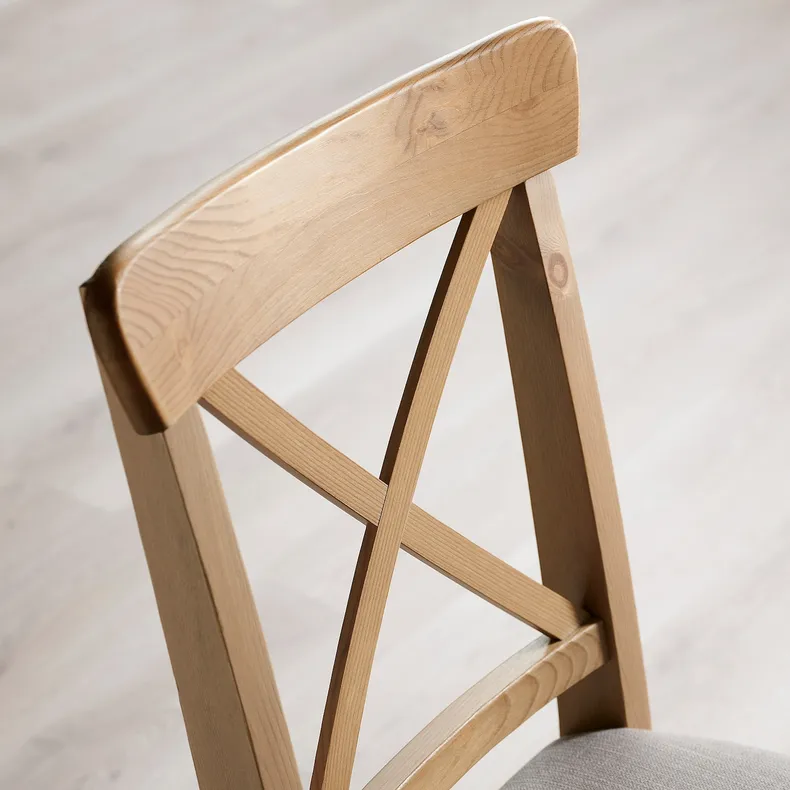 IKEA INGOLF ИНГОЛЬФ, стул, морилка патина / нолхага серо-бежевый 804.730.76 фото №7