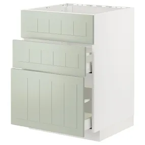 IKEA METOD МЕТОД / MAXIMERA МАКСИМЕРА, шкаф д / варочн панели / вытяжка / ящик, белый / светло-зеленый, 60x60 см 794.865.84 фото
