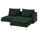 IKEA SÖDERHAMN СЕДЕРХАМН, 2-місний диван, з шезлонгом з підлокітником/Tallmyra темно-зелений 694.306.44 фото thumb №1