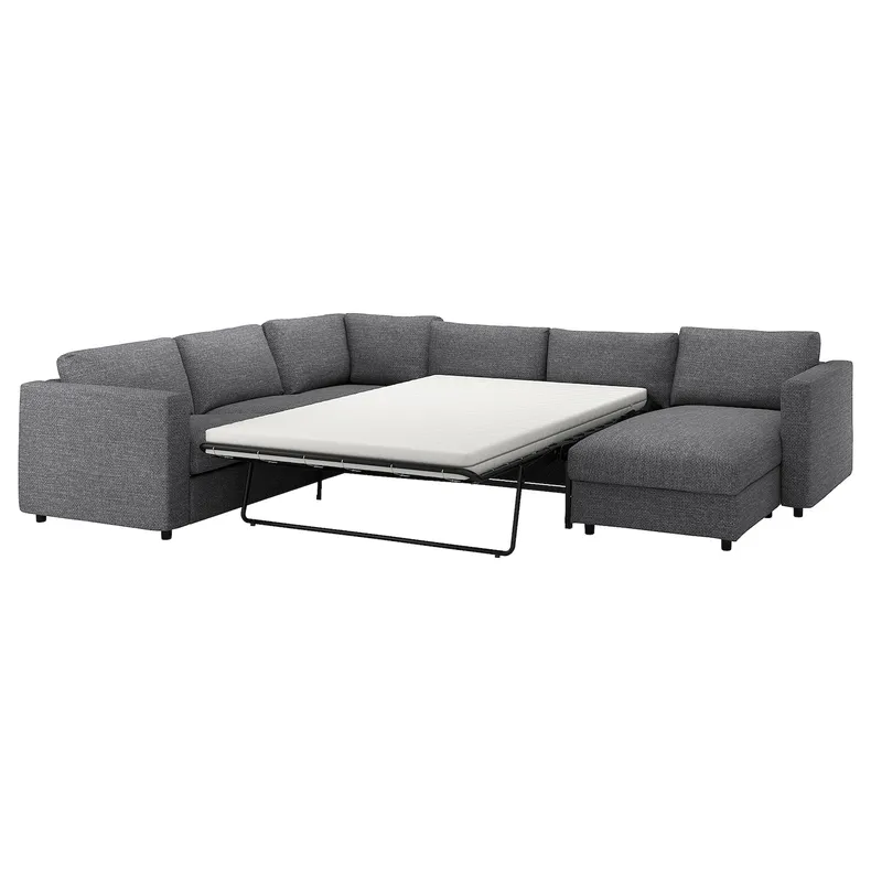 IKEA VIMLE ВІМЛЕ, кутовий диван-ліжко, 5-місний, з шезлонгом/Lejde сіро-чорний 995.372.81 фото №1