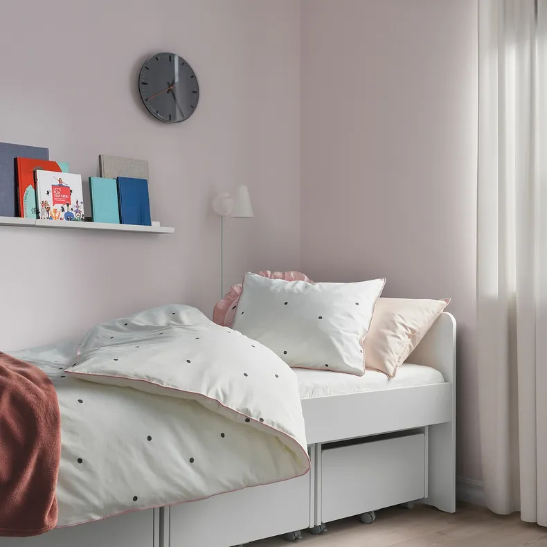 IKEA VÄNKRETS ВЕНКРЕТС, підковдра та наволочка, крапковий візерунок білий/рожевий, 150x200/50x60 см 105.047.26 фото №3