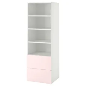 IKEA SMÅSTAD СМОСТАД / PLATSA ПЛАТСА, книжкова шафа, білий блідо-рожевий/з 2 шухлядами, 60x57x181 см 694.832.70 фото