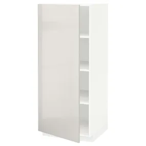 IKEA METOD МЕТОД, висока шафа із полицями, білий / Ringhult світло-сірий, 60x60x140 см 894.601.64 фото