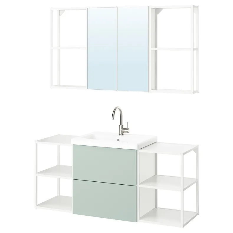 IKEA ENHET ЭНХЕТ, ванная, белый / бледный серо-зеленый, 140x43x65 см 295.476.84 фото №1