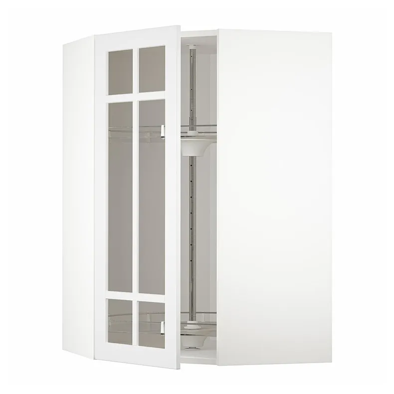 IKEA METOD МЕТОД, кутова настін шафа / об сек / скл двер, білий / стенсундський білий, 68x100 см 394.092.10 фото №1