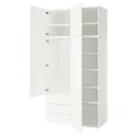 IKEA PLATSA, шкаф 4 двери+3 ящика, Белый/фондовый белый, 120x57x241 см 195.858.79 фото thumb №1