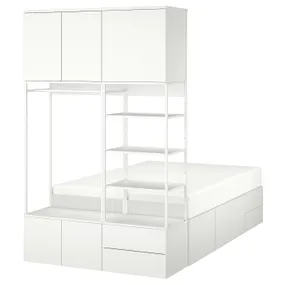 IKEA PLATSA ПЛАТСА, каркас ліжка, 8 дверцят+4 шухляди, білий / Fonnes, 142x244x223 см 493.253.85 фото