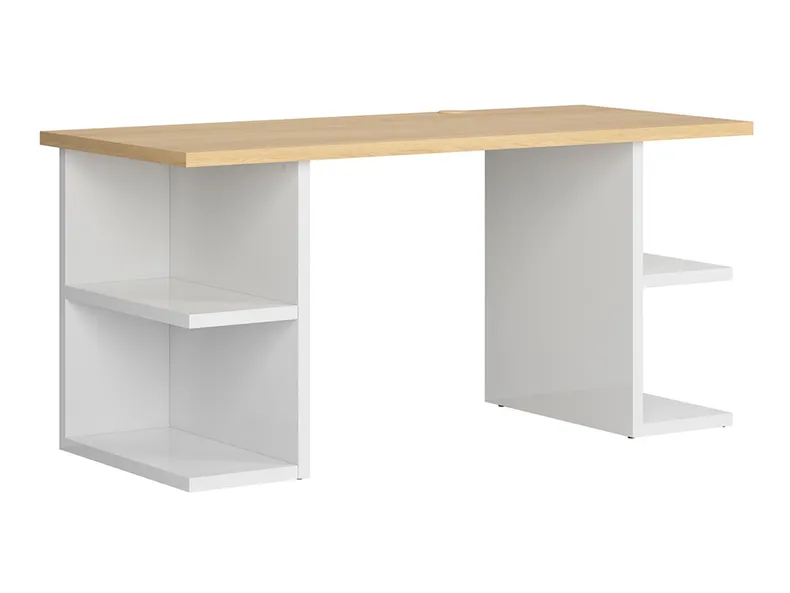 Письменный стол BRW Nandu, 160х70 см, белый глянцевый/дуб польский BIU/160-BIP/DP фото №1