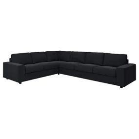 IKEA VIMLE ВІМЛЕ, кутовий диван, 5-місний, з широкими підлокітниками / САКСЕМАРА чорно-синій 494.018.12 фото