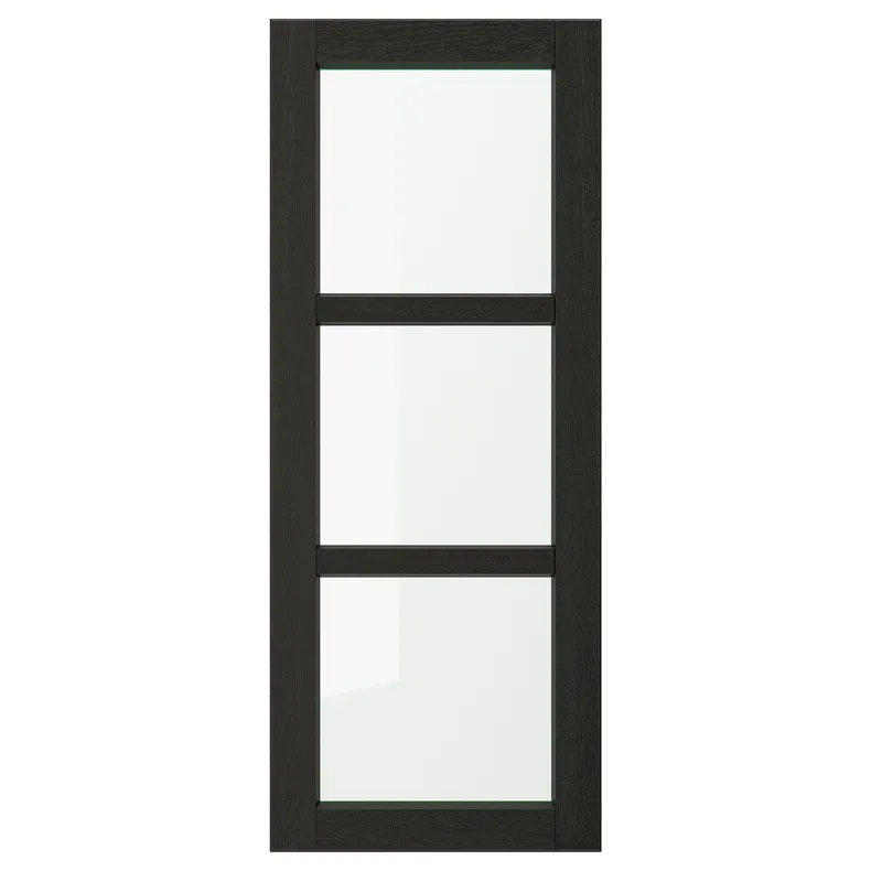IKEA LERHYTTAN ЛЕРХЮТТАН, скляні дверцята, чорна морилка, 40x100 см 203.560.80 фото №1