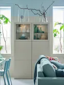 IKEA BESTÅ БЕСТО, комбинация д / хранения+стекл дверц, белый Lappviken / светло-серый бежевый прозрачное стекло, 120x42x193 см 294.172.44 фото thumb №6