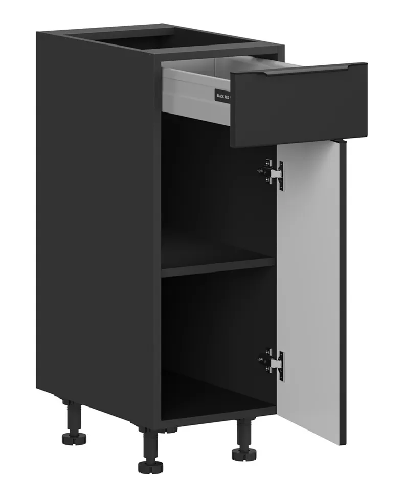 BRW Кухонна шафа Sole L6 30 см права з висувною шухлядою з плавним закриттям чорний матовий, чорний/чорний матовий FM_D1S_30/82_P/STB-CA/CAM фото №3