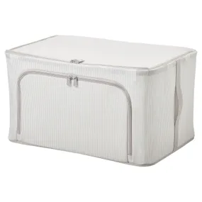 IKEA HEMMAFIXARE ХЕММАФІКСАРЕ, коробка для зберігання, тканина смугастий / білий / сірий, 34x51x28 см 905.039.16 фото