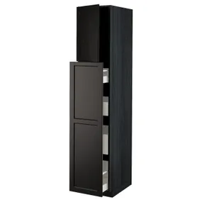 IKEA METOD МЕТОД / MAXIMERA МАКСИМЕРА, высокий шкаф / выдвижн секция / 1дв / 4ящ, черный / Лерхиттан с черными пятнами, 40x60x200 см 194.634.20 фото