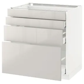 IKEA METOD МЕТОД / MAXIMERA МАКСІМЕРА, підлогов шафа / 4 фронт панелі / 4 шухл, білий / Ringhult світло-сірий, 80x60 см 291.425.08 фото
