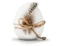 BRW Декоративна фігурка BRW Яйце з пір'їною 9 см, кераміка, білий 092503 фото thumb №1