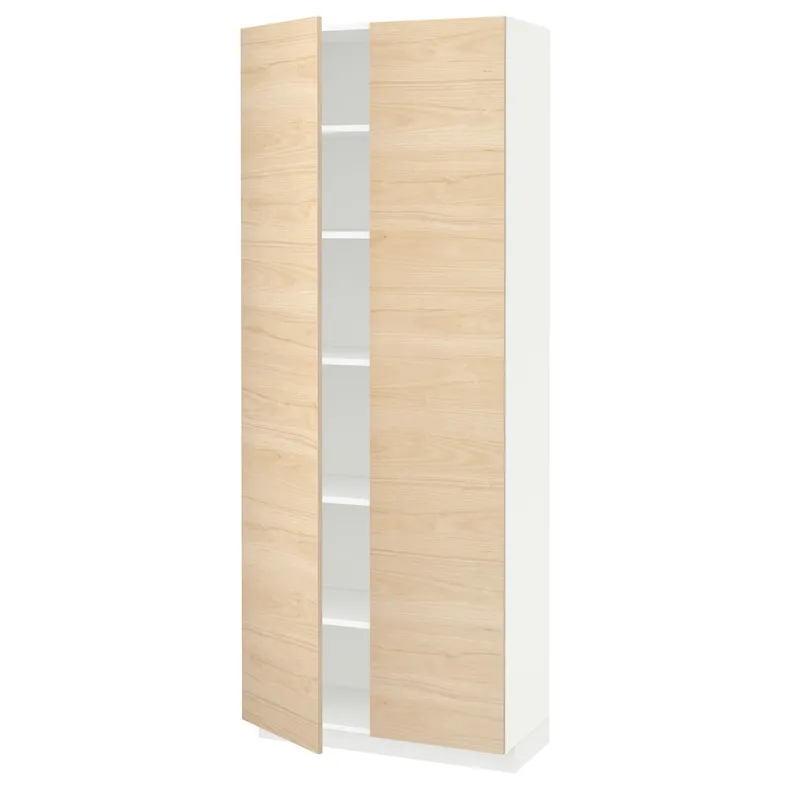 IKEA METOD МЕТОД, высокий шкаф с полками, белый / аскерсундский узор светлый ясень, 80x37x200 см 294.567.54 фото №1