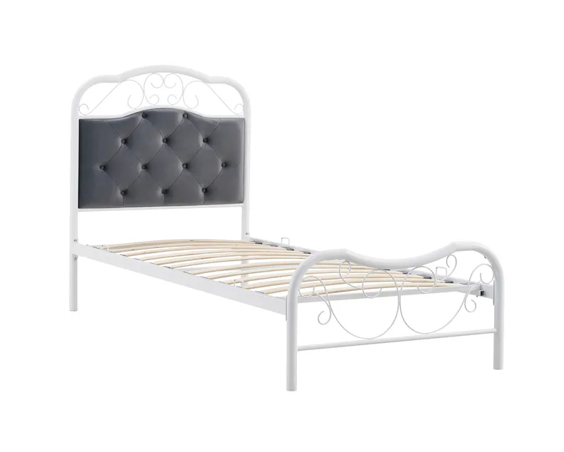 Ліжко односпальне HALMAR FABRIZIA 90x200 см, сірий/білий фото №1