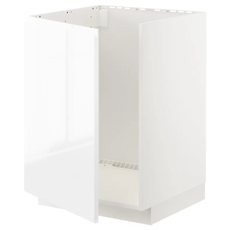 IKEA METOD МЕТОД, напольный шкаф для мойки, белый / Воксторп глянцевый / белый, 60x60 см 694.634.65 фото №1