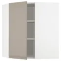 IKEA METOD МЕТОД, угловой навесной шкаф с полками, белый / матовый темно-бежевый, 68x80 см 294.918.99 фото thumb №1