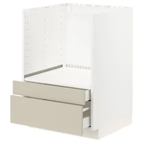IKEA METOD МЕТОД / MAXIMERA МАКСИМЕРА, напольный шкаф д / комби СВЧ / ящики, белый / гавсторпский бежевый, 60x60 см 094.266.64 фото