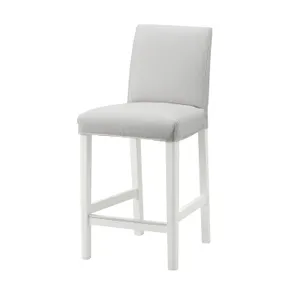 IKEA BERGMUND БЕРГМУНД, барний стілець зі спинкою, білий / Orrsta світло-сірий, 62 см 393.882.03 фото