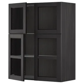 IKEA METOD МЕТОД, настінна шафа, полиці / 4 склян дверц, чорний / Лерхіттан, пофарбований у чорний колір, 80x100 см 594.626.16 фото