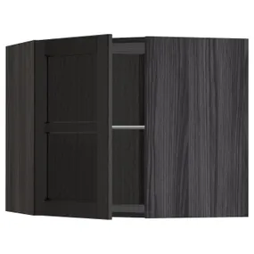 IKEA METOD МЕТОД, кутова настін шафа, полиці / скл двер, чорний / Лерхіттан, пофарбований у чорний колір, 68x60 см 092.602.58 фото