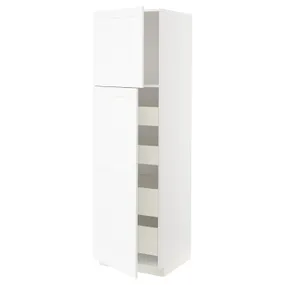 IKEA METOD МЕТОД / MAXIMERA МАКСИМЕРА, высокий шкаф / 2дверцы / 4ящика, белый Энкёпинг / белая имитация дерева, 60x60x200 см 594.735.68 фото